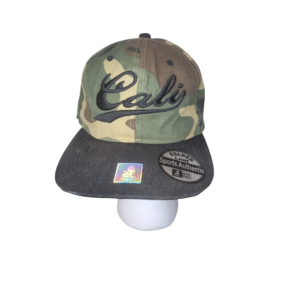 Golden Lion Cali Camo Snapback Hat Mens OS Black Brim West Coast Streetwear Gear